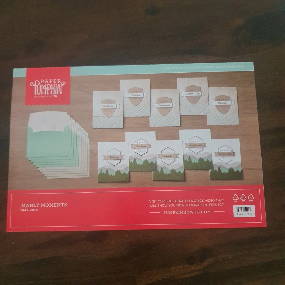 Stampin Up Paper Pumpkin Manly Moments May 2018 Card Making Kit 147523 Retired